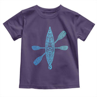 Polynesian Tribal Kayak Graphic Toddler T Shirt Maori Pattern Water Sports Cyan Gradient Paddling