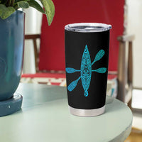 Polynesian Tribal Kayak Graphic Tumbler Cup Maori Pattern Water Sports Cyan Gradient Paddling