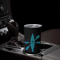 Polynesian Tribal Kayak Graphic Tumbler Cup Maori Pattern Water Sports Cyan Gradient Paddling