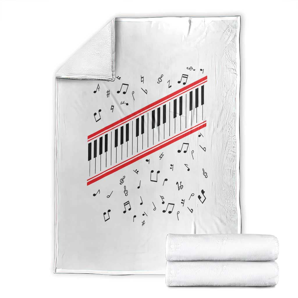Piano Keyboard Graphic Throw Blanket Musical Notes Alignment Pianist
