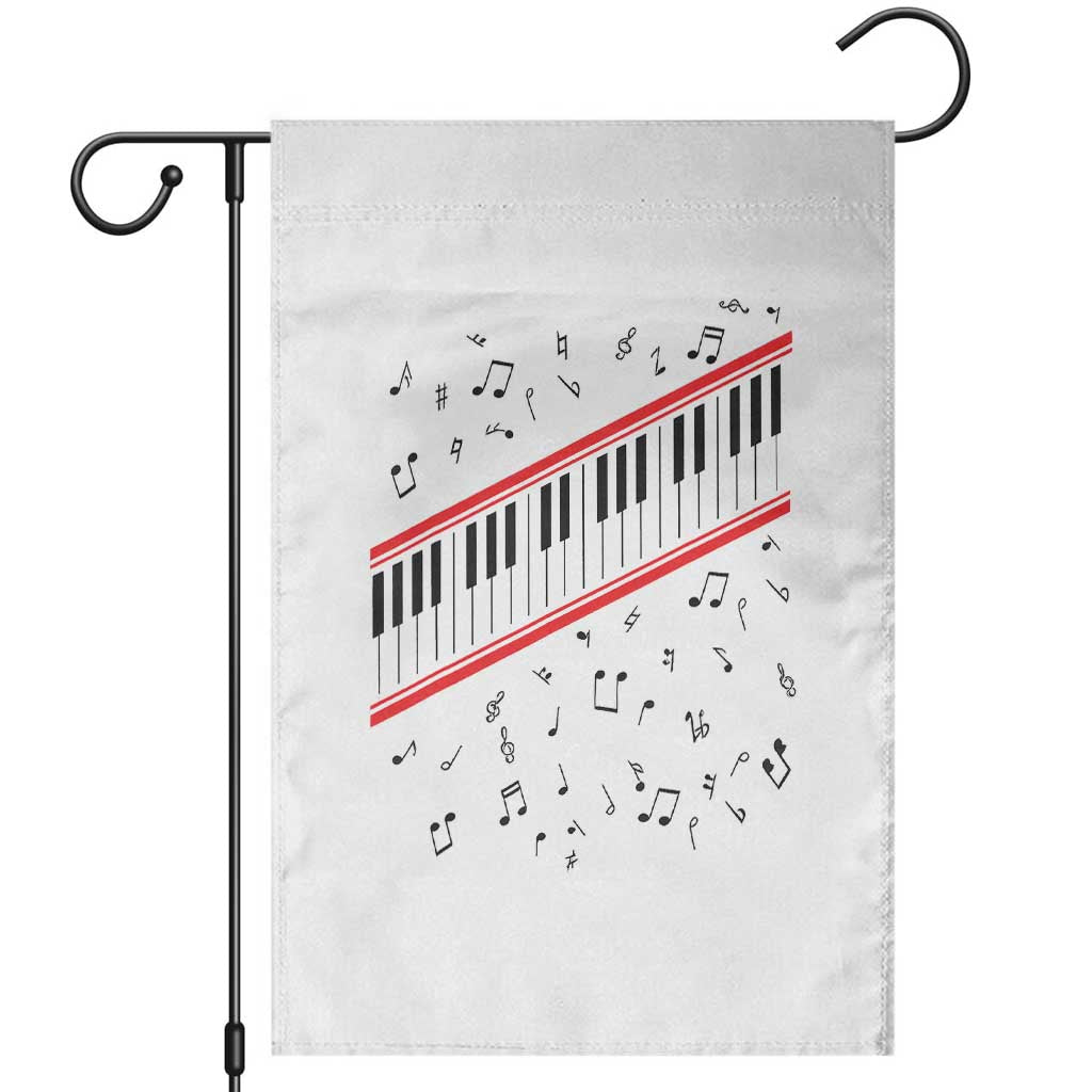 Piano Keyboard Graphic Garden Flag Musical Notes Alignment Pianist