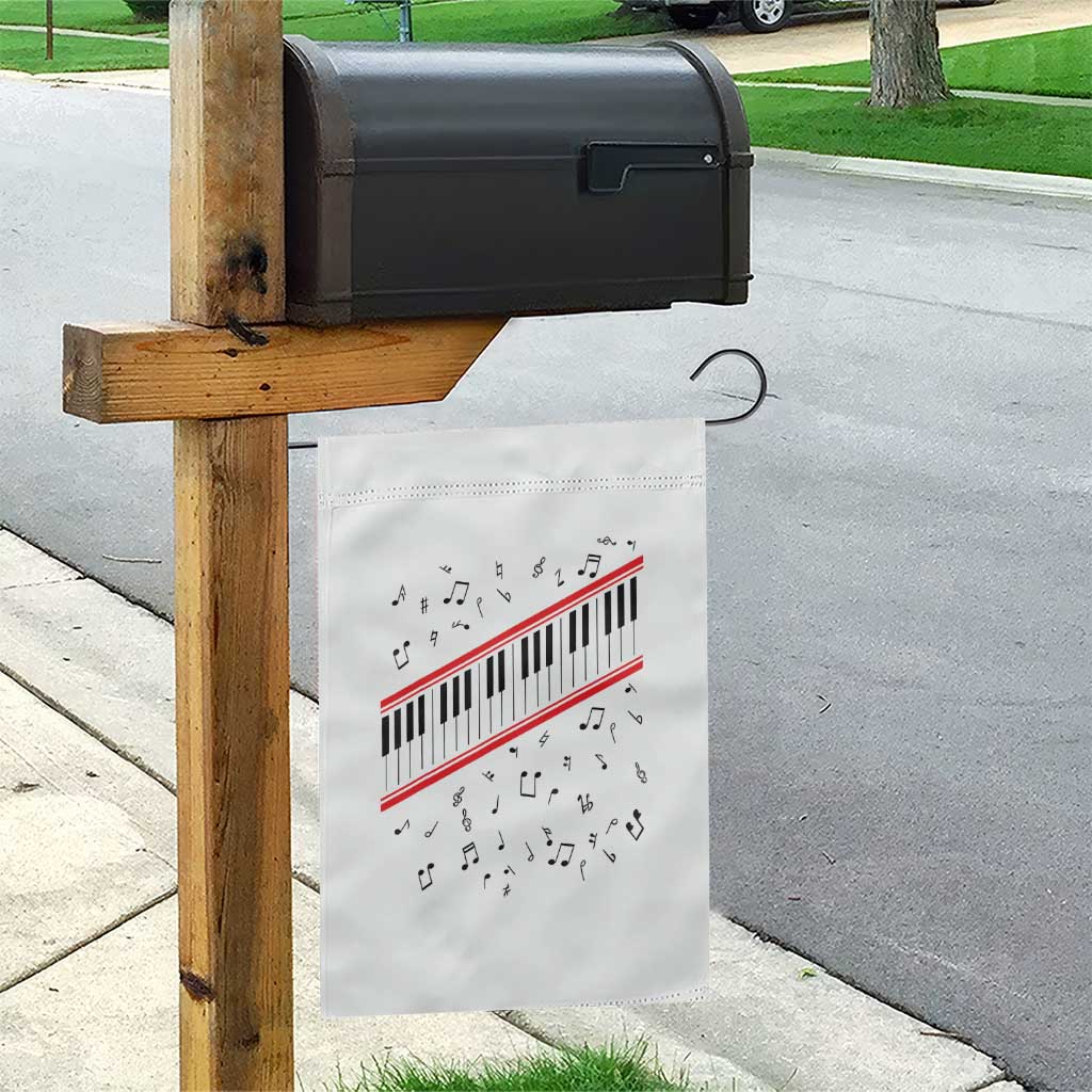 Piano Keyboard Graphic Garden Flag Musical Notes Alignment Pianist