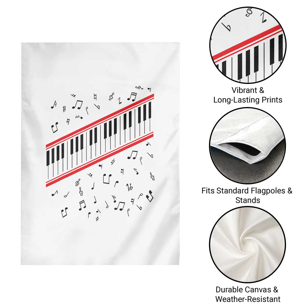 Piano Keyboard Graphic Garden Flag Musical Notes Alignment Pianist