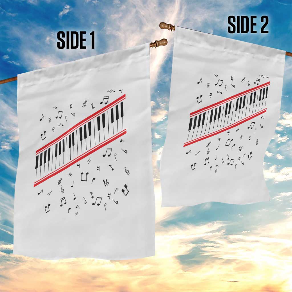 Piano Keyboard Graphic Garden Flag Musical Notes Alignment Pianist