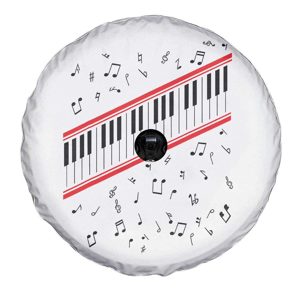 Piano Keyboard Graphic Spare Tire Cover Musical Notes Alignment Pianist