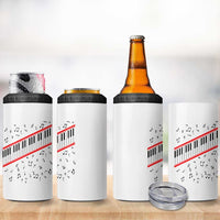 Piano Keyboard Graphic 4 in 1 Can Cooler Tumbler Musical Notes Alignment Pianist
