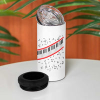 Piano Keyboard Graphic 4 in 1 Can Cooler Tumbler Musical Notes Alignment Pianist