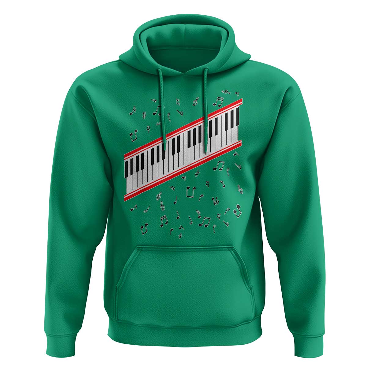 Piano Keyboard Graphic Hoodie Musical Notes Alignment Pianist