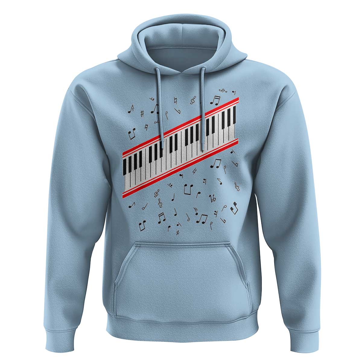 Piano Keyboard Graphic Hoodie Musical Notes Alignment Pianist