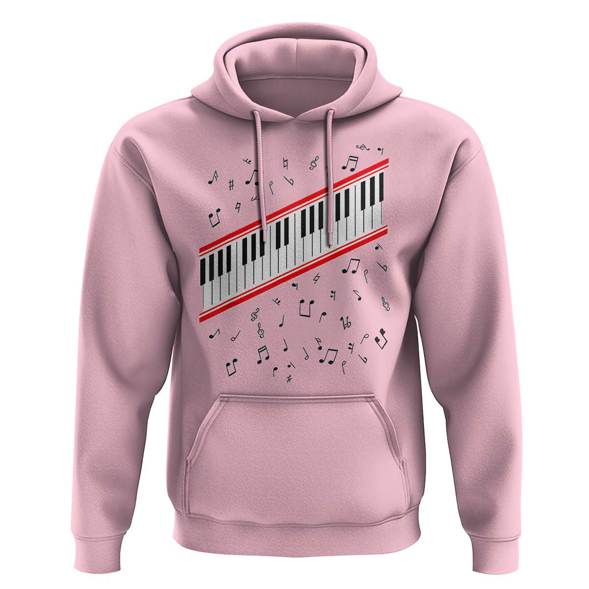Piano Keyboard Graphic Hoodie Musical Notes Alignment Pianist