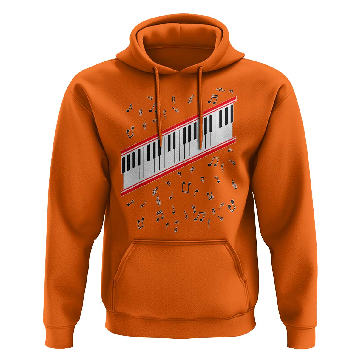 Piano Keyboard Graphic Hoodie Musical Notes Alignment Pianist