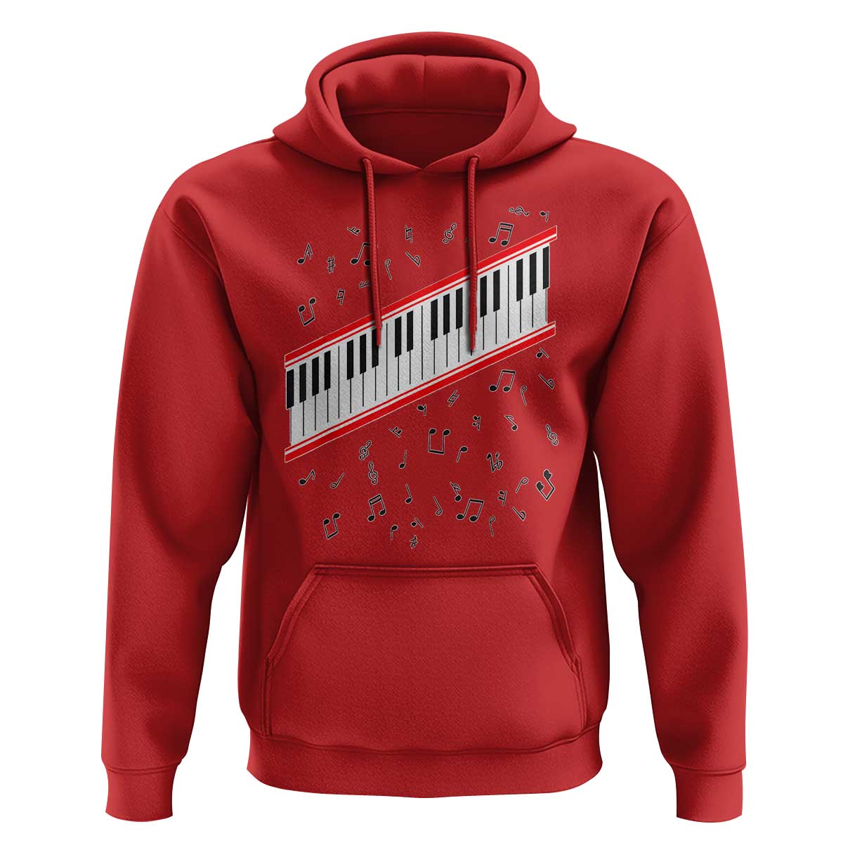 Piano Keyboard Graphic Hoodie Musical Notes Alignment Pianist