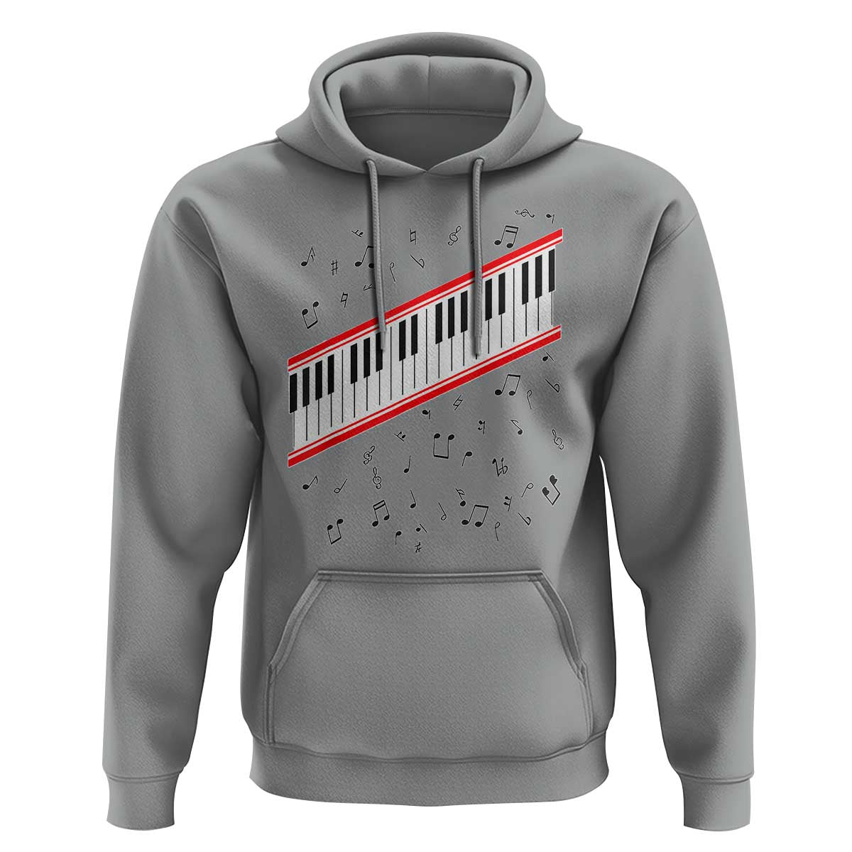 Piano Keyboard Graphic Hoodie Musical Notes Alignment Pianist
