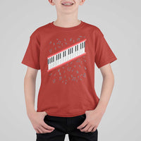 Piano Keyboard Graphic T Shirt For Kid Musical Notes Alignment Pianist