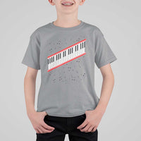 Piano Keyboard Graphic T Shirt For Kid Musical Notes Alignment Pianist