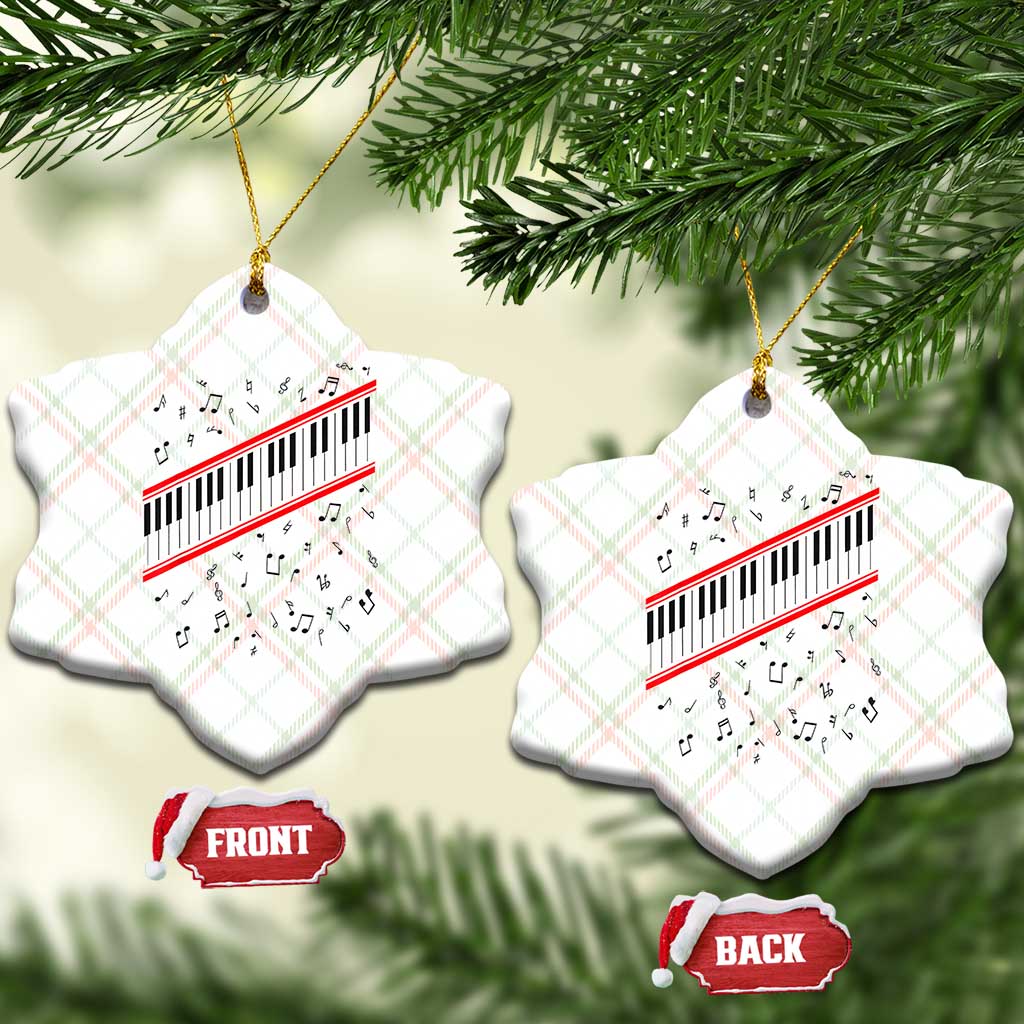 Piano Keyboard Graphic Ceramic Ornament Musical Notes Alignment Pianist