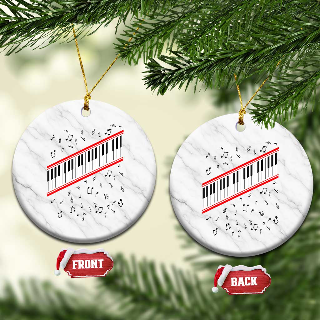 Piano Keyboard Graphic Ceramic Ornament Musical Notes Alignment Pianist
