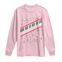 Piano Keyboard Graphic Long Sleeve Shirt Musical Notes Alignment Pianist