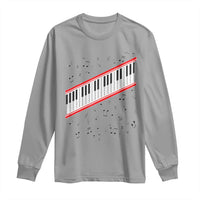 Piano Keyboard Graphic Long Sleeve Shirt Musical Notes Alignment Pianist