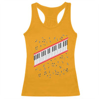 Piano Keyboard Graphic Racerback Tank Top Musical Notes Alignment Pianist