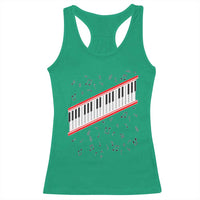 Piano Keyboard Graphic Racerback Tank Top Musical Notes Alignment Pianist