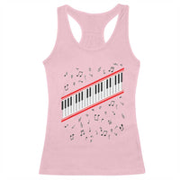 Piano Keyboard Graphic Racerback Tank Top Musical Notes Alignment Pianist