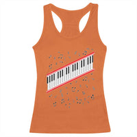 Piano Keyboard Graphic Racerback Tank Top Musical Notes Alignment Pianist