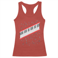 Piano Keyboard Graphic Racerback Tank Top Musical Notes Alignment Pianist