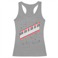 Piano Keyboard Graphic Racerback Tank Top Musical Notes Alignment Pianist