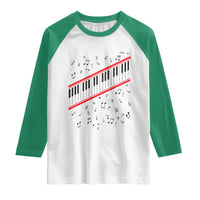 Piano Keyboard Graphic Raglan Shirt Musical Notes Alignment Pianist