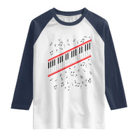 Piano Keyboard Graphic Raglan Shirt Musical Notes Alignment Pianist