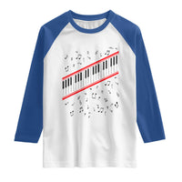 Piano Keyboard Graphic Raglan Shirt Musical Notes Alignment Pianist