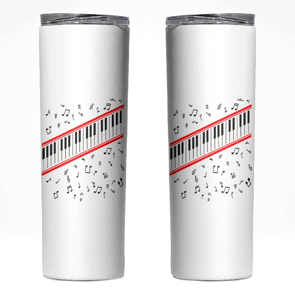 Piano Keyboard Graphic Skinny Tumbler Musical Notes Alignment Pianist
