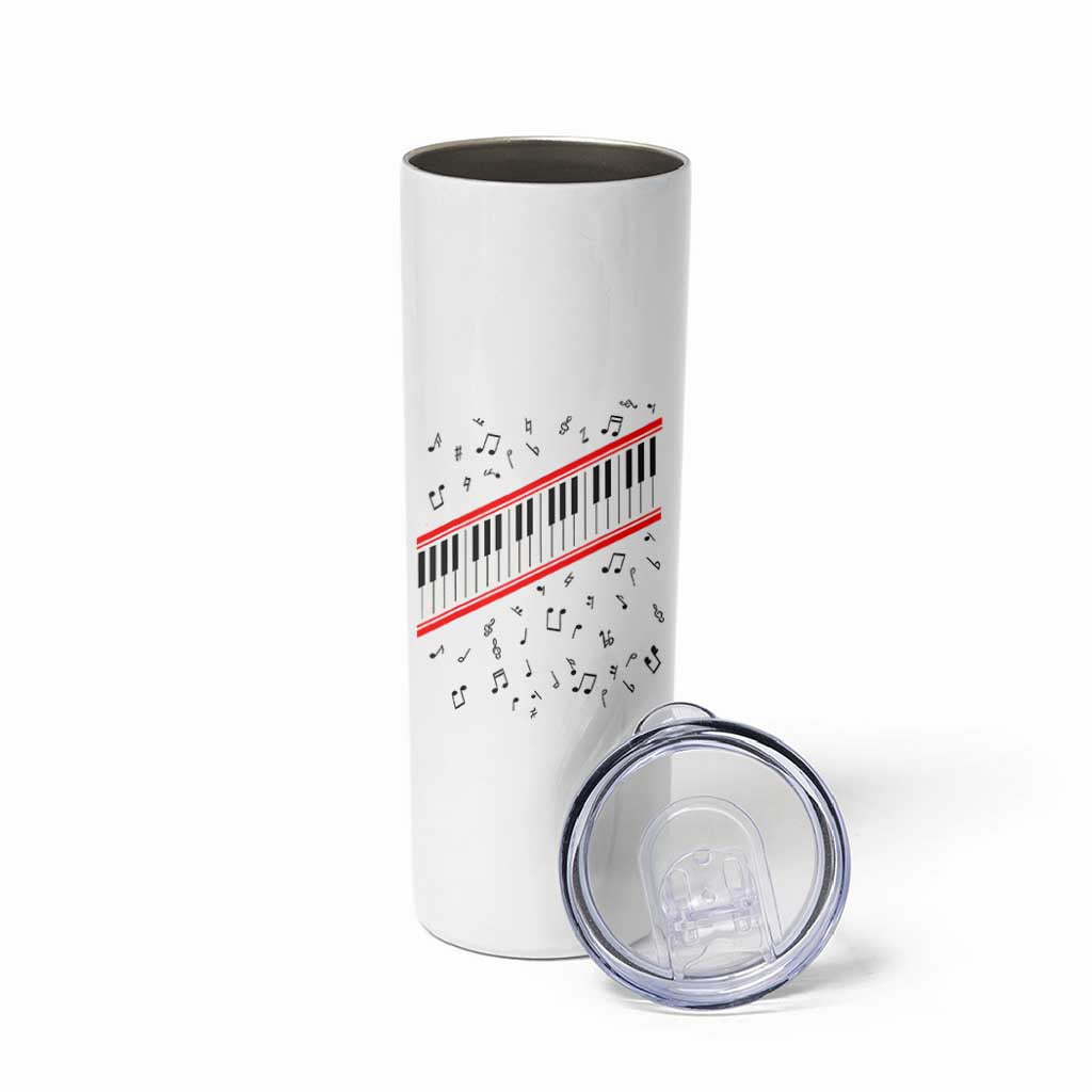 Piano Keyboard Graphic Skinny Tumbler Musical Notes Alignment Pianist