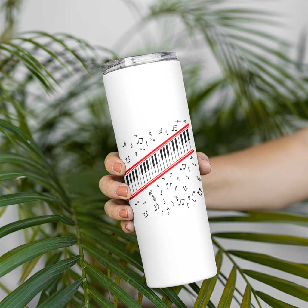 Piano Keyboard Graphic Skinny Tumbler Musical Notes Alignment Pianist