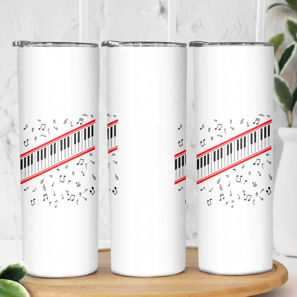 Piano Keyboard Graphic Skinny Tumbler Musical Notes Alignment Pianist