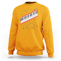 Piano Keyboard Graphic Sweatshirt Musical Notes Alignment Pianist