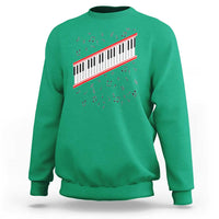 Piano Keyboard Graphic Sweatshirt Musical Notes Alignment Pianist