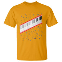 Piano Keyboard Graphic T Shirt Musical Notes Alignment Pianist