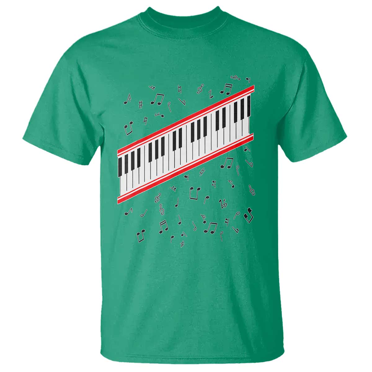 Piano Keyboard Graphic T Shirt Musical Notes Alignment Pianist