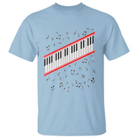 Piano Keyboard Graphic T Shirt Musical Notes Alignment Pianist