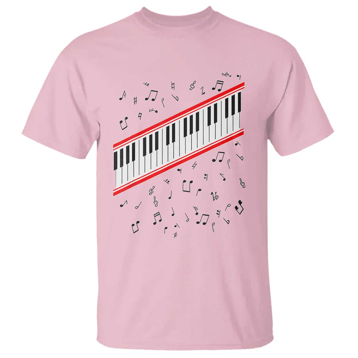 Piano Keyboard Graphic T Shirt Musical Notes Alignment Pianist