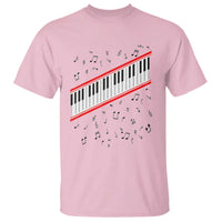 Piano Keyboard Graphic T Shirt Musical Notes Alignment Pianist