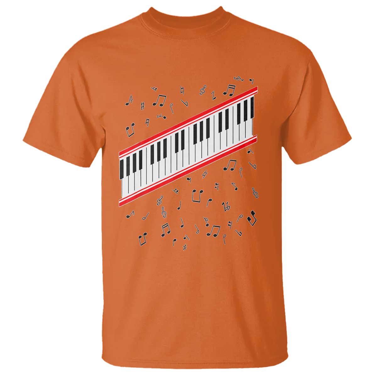 Piano Keyboard Graphic T Shirt Musical Notes Alignment Pianist