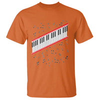 Piano Keyboard Graphic T Shirt Musical Notes Alignment Pianist