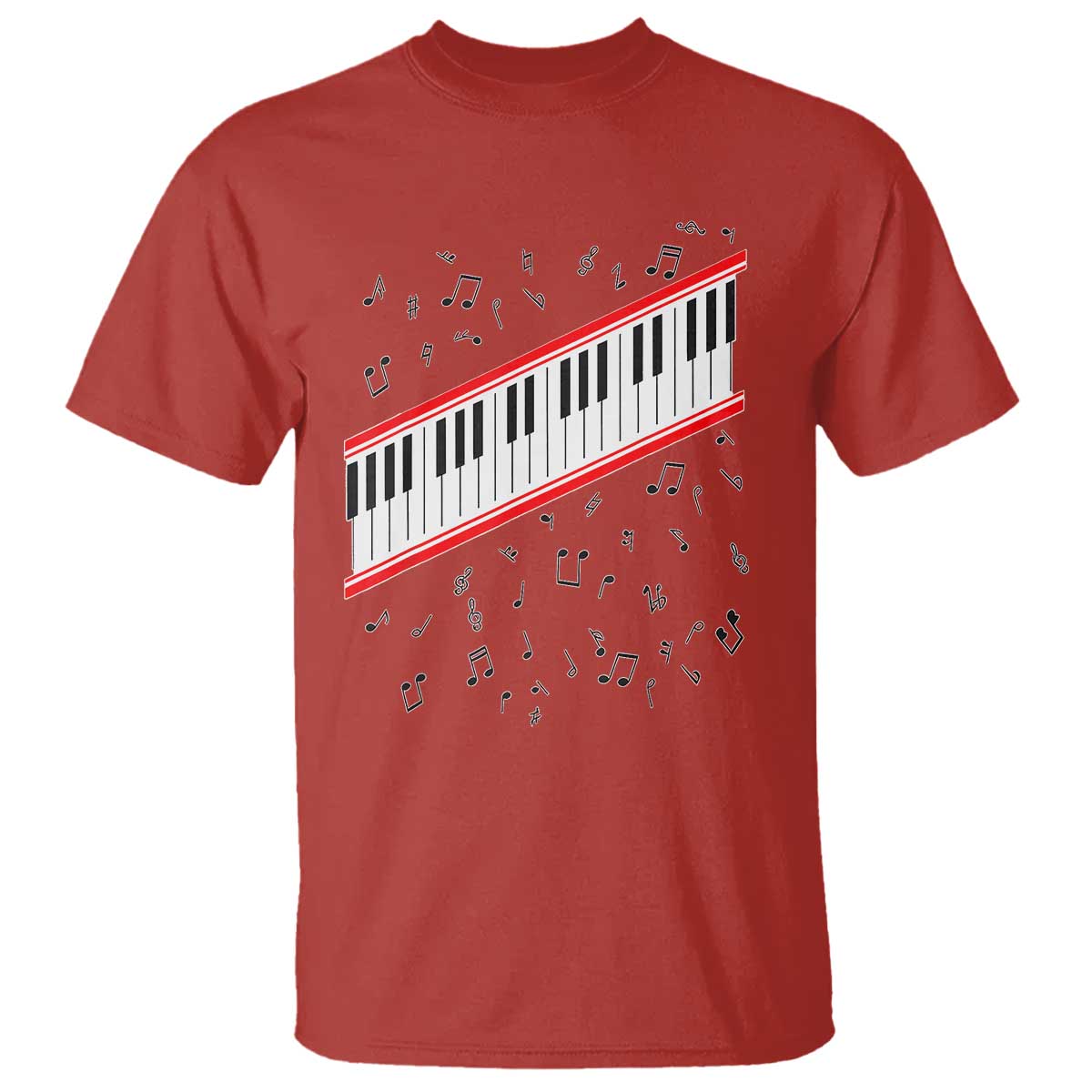 Piano Keyboard Graphic T Shirt Musical Notes Alignment Pianist