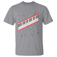Piano Keyboard Graphic T Shirt Musical Notes Alignment Pianist