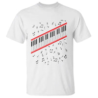 Piano Keyboard Graphic T Shirt Musical Notes Alignment Pianist