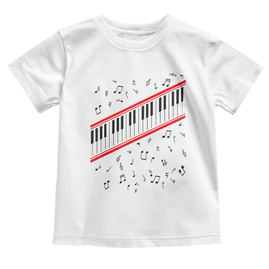 Piano Keyboard Graphic Toddler T Shirt Musical Notes Alignment Pianist