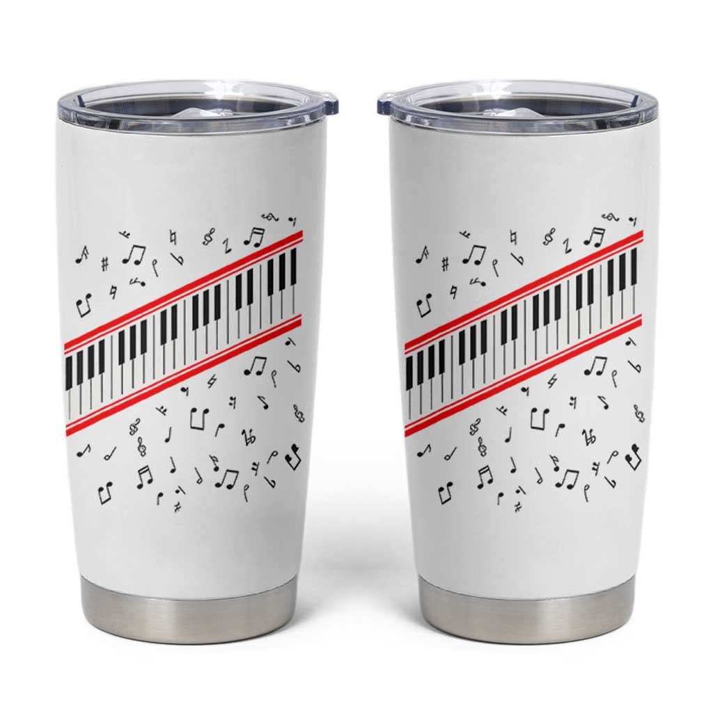 Piano Keyboard Graphic Tumbler Cup Musical Notes Alignment Pianist